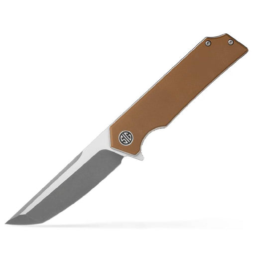 Eikonic Tsuru 3.30" Tanto Plain Satin 154CM SS Blade - Coyote Brown G10 Knives Eikonic Knives
