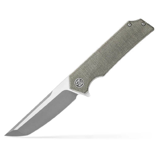 Eikonic Tsuru 3.30" Tanto Plain Satin 154CM SS Blade - Green G10 Knives Eikonic Knives