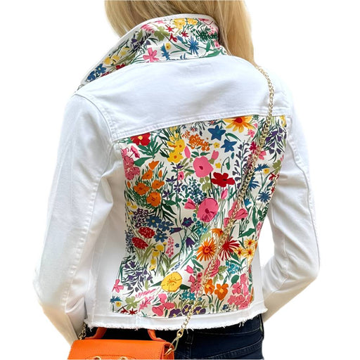 Stacy Bradley White Denim Field of Flowers Jacket WOMEN - Clothing - Outerwear - Jackets Stacy Bradley Design