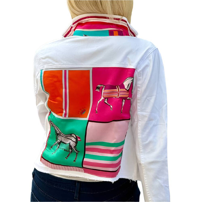 Stacy Bradley White Denim Pink/Teal Horse Jacket WOMEN - Clothing - Outerwear - Jackets Stacy Bradley Design