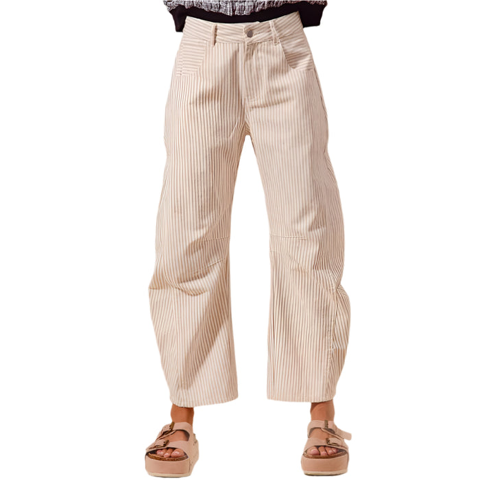 Mid Rise Barrel Pin Stripe Pant - Final Sale WOMEN - Clothing - Pants & Leggings So Me