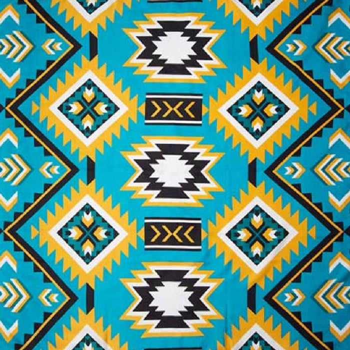 #1 Teal/Gold Southwest Silk Scarf - 20" ACCESSORIES - Additional Accessories - Wild Rags & Scarves Wyoming Traders