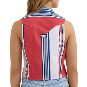 Wrangler Women's Brushpopper Stripe Slim Crop Tank Top