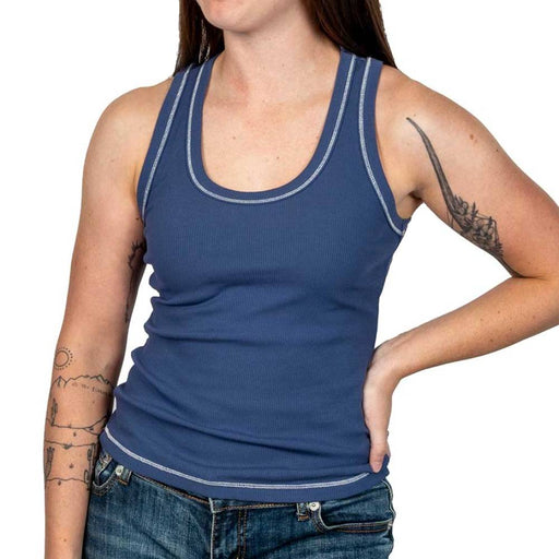 Flag & Anthem Women's Lottie Contrast Stitch Tank Top - Navy - FINAL SALE WOMEN - Clothing - Tops - Sleeveless Flag And Anthem