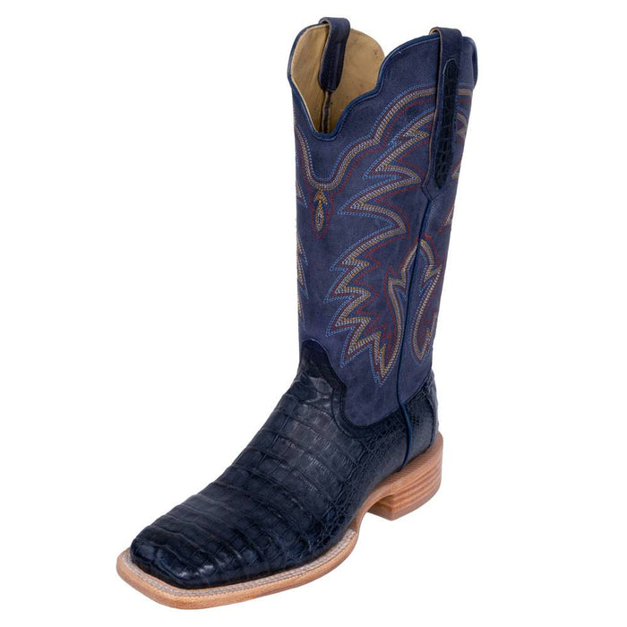 R. Watson Men's Blue Jean Shiny Caiman Square Toe Boot MEN - Footwear - Exotic Western Boots R Watson