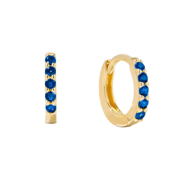 Sapphire and Gold Huggie Hoop Earrings WOMEN - Accessories - Jewelry - Earrings Sami Jewels