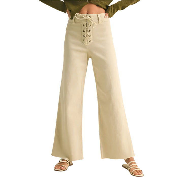 Beige Lace Up Front Pant WOMEN - Clothing - Pants & Leggings Miou Muse