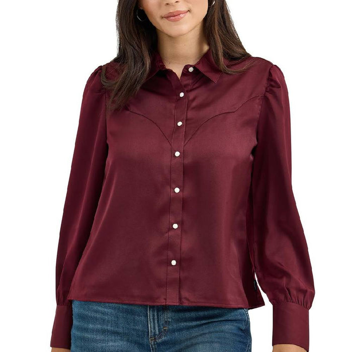 * Wrangler Women's Pearl Snap Vintage Satin Shirt - FINAL SALE WOMEN - Clothing - Tops - Long Sleeved Wrangler