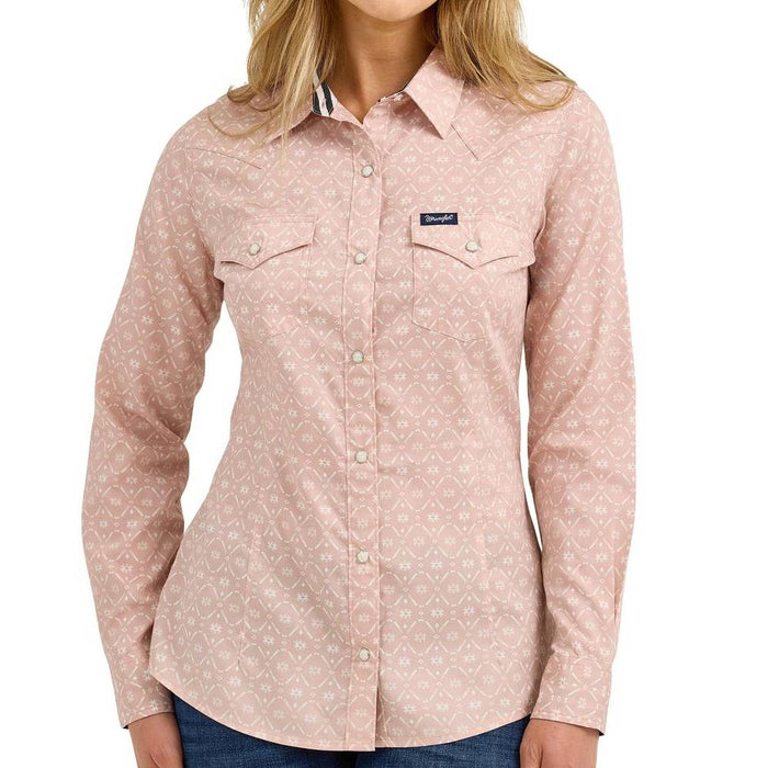 Wrangler Women's Pearl Snap Aztec Print Western Shirt WOMEN - Clothing - Tops - Long Sleeved Wrangler