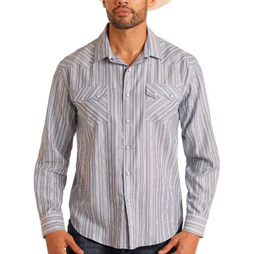 Panhandle Slim Men's Pearl Snap Modern Vintage Jacquard Stripe Shirt MEN - Clothing - Shirts - Long Sleeve Panhandle