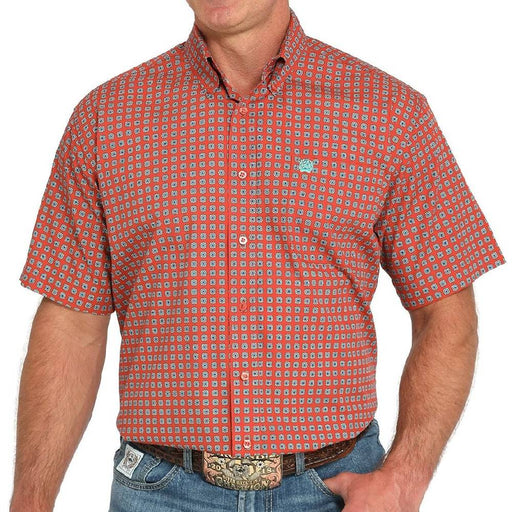 Cinch Men's Red Geo Print Button Down Shirt MEN - Clothing - Shirts - Short Sleeve Cinch