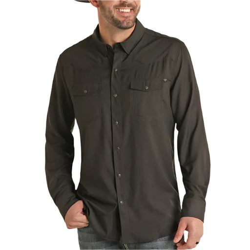 Rock & Roll Denim Men's Tek Pearl Snap Shirt - Black MEN - Clothing - Shirts - Long Sleeve Panhandle