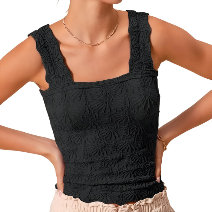 Floral Jacquard Seamless Tank Top WOMEN - Clothing - Tops - Sleeveless So Me