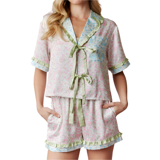 Floral Satin Pj Set - FINAL SALE WOMEN - Clothing - Loungewear Peach Love California