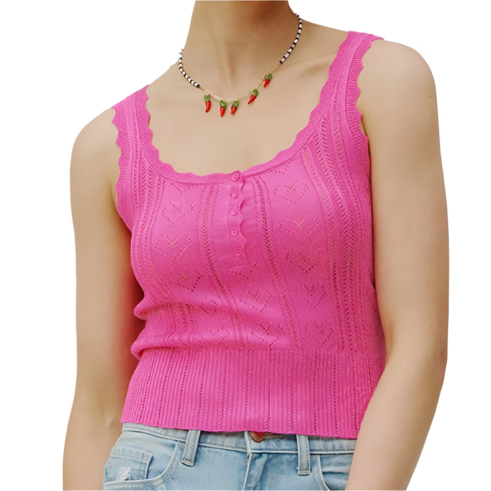 Pointelle Heart Knit Top - FINAL SALE WOMEN - Clothing - Tops - Sleeveless Illa Illa