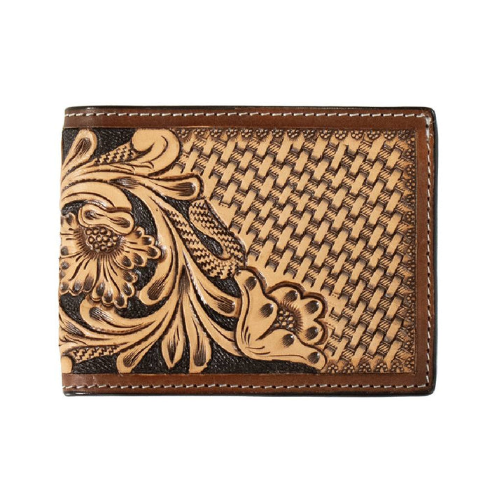 3D Basketweave Floral Tooled Bifold Wallet MEN - Accessories - Wallets & Money Clips M&F Western Products