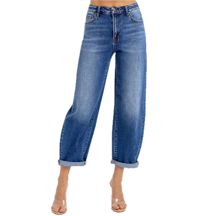 Risen High Rise Crop Mild Barrel Cuffed Jean WOMEN - Clothing - Jeans Risen Jeans