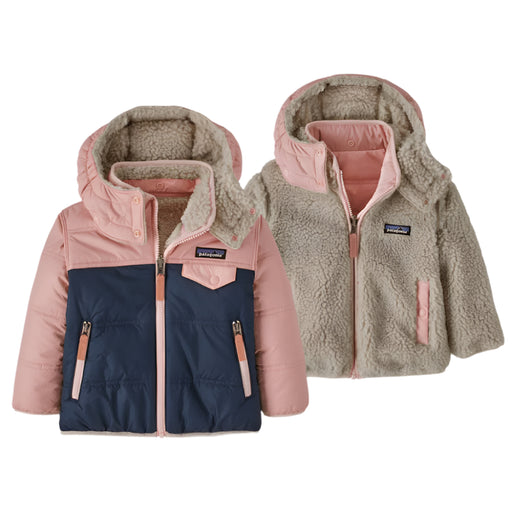 Patagonia Baby Girl's Reversible Tribbles Hoodie - New Navy/Mallow Pink KIDS - Girls - Clothing - Outerwear - Jackets Patagonia