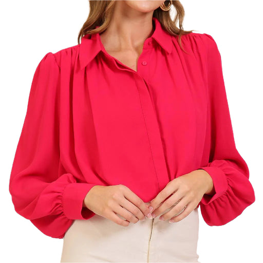 Balloon Sleeve Top - Raspberry WOMEN - Clothing - Tops - Long Sleeved Lumiere