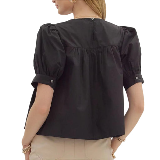Puff Sleeve Pintuck Top WOMEN - Clothing - Tops - Short Sleeved Entro