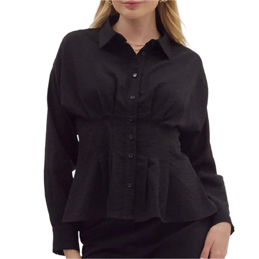 Black Peplum Top WOMEN - Clothing - Tops - Long Sleeved Entro