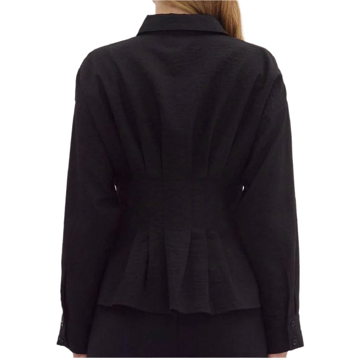 Black Peplum Top WOMEN - Clothing - Tops - Long Sleeved Entro