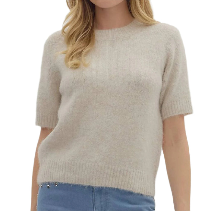Oatmeal Sweater Knit Top WOMEN - Clothing - Tops - Short Sleeved Entro