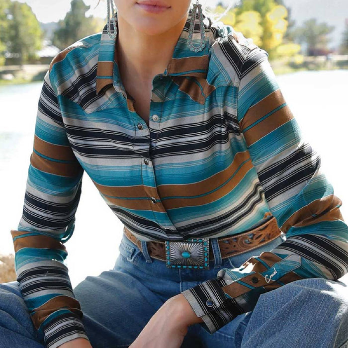 Cruel Denim Stripe Snap Shirt WOMEN - Clothing - Tops - Long Sleeved Cruel Denim