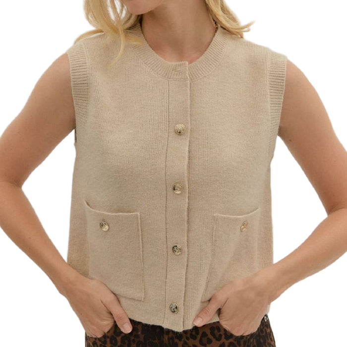 Sleeveless Knit Sweater - Ecru WOMEN - Clothing - Tops - Sleeveless Entro