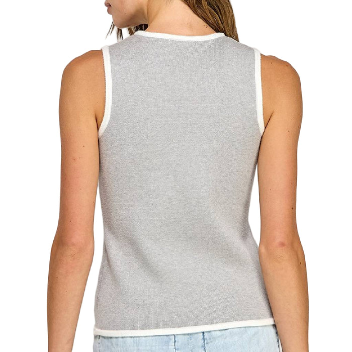 Crew Neck Sweater Vest - Heather Grey WOMEN - Clothing - Outerwear - Vests Miss Love