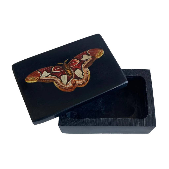 Atlas Moth Black Soapstone Trinket Box HOME & GIFTS - Home Decor - Decorative Accents Madison Bay Co.