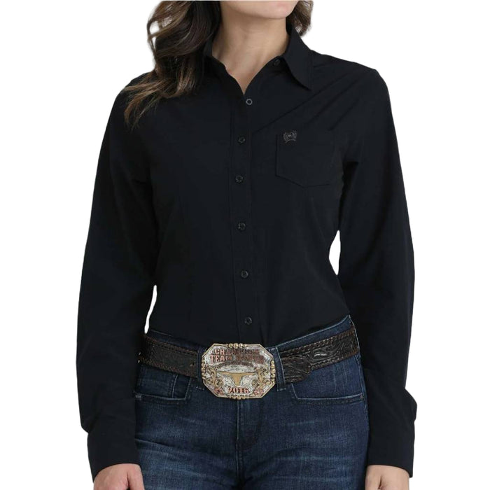 Cinch Women's Areanflex Solid Black Button Down Shirt
