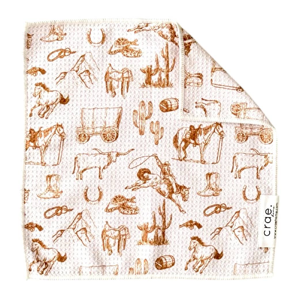 Double Sided Washcloth - Western White/Brown HOME & GIFTS - Tabletop + Kitchen - Kitchen Decor Crae Home