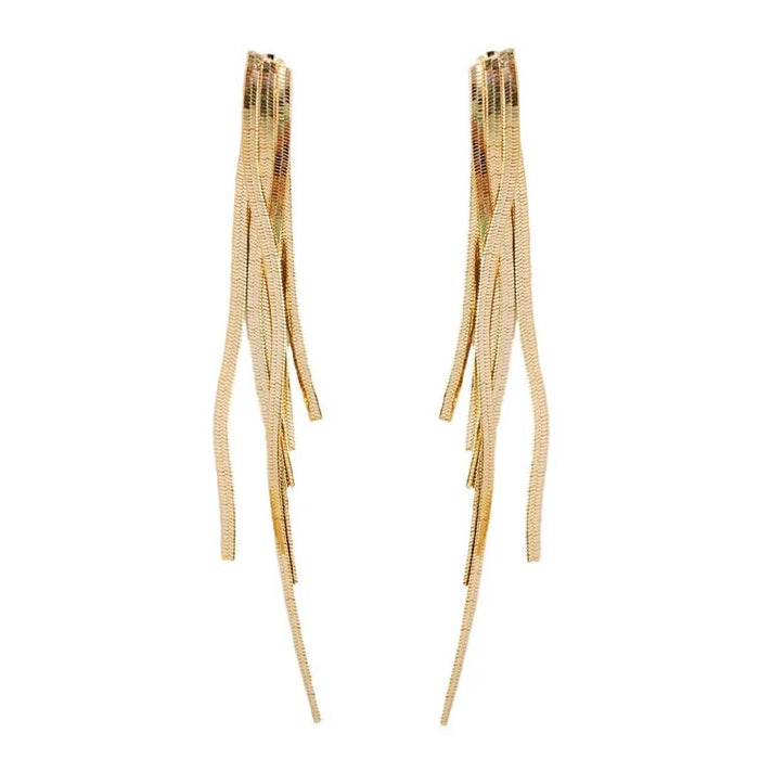 Skinny Gold Cascading Tassel Earrings