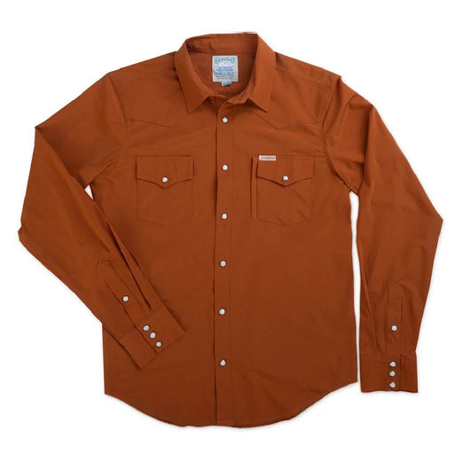 Sendero Provisions Men's Confluence Tech Pearl Snap Shirt - Burnt Orange MEN - Clothing - Shirts - Long Sleeve Sendero Provisions Co