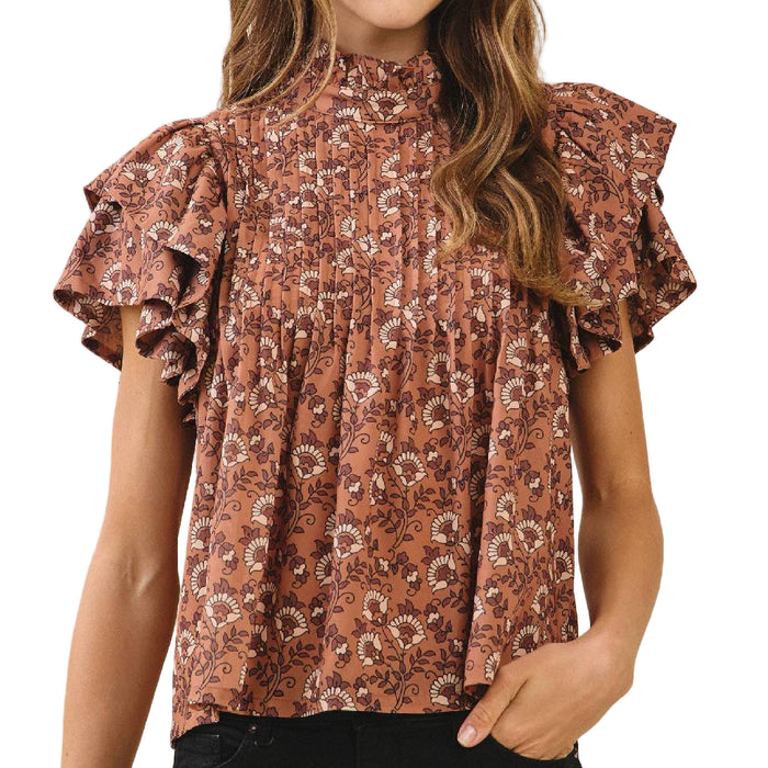Floral Pintuck Top