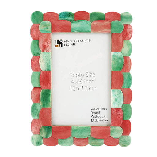 Scalloped Bone Inlay Frame 4x6 - Green/Red HOME & GIFTS - Home Decor - Decorative Accents Handicrafts Home