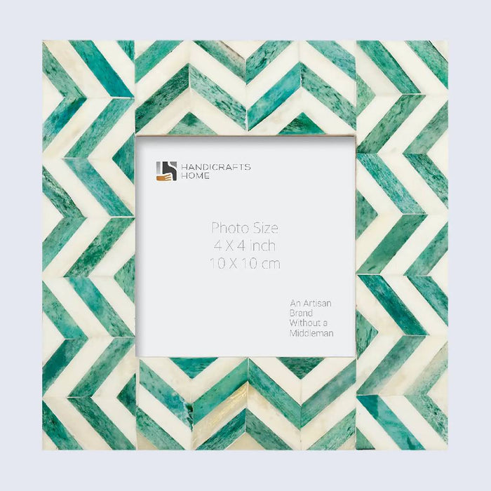 Zig Zag Herringbone Frame 4x4 - Green HOME & GIFTS - Home Decor - Decorative Accents Handicrafts Home