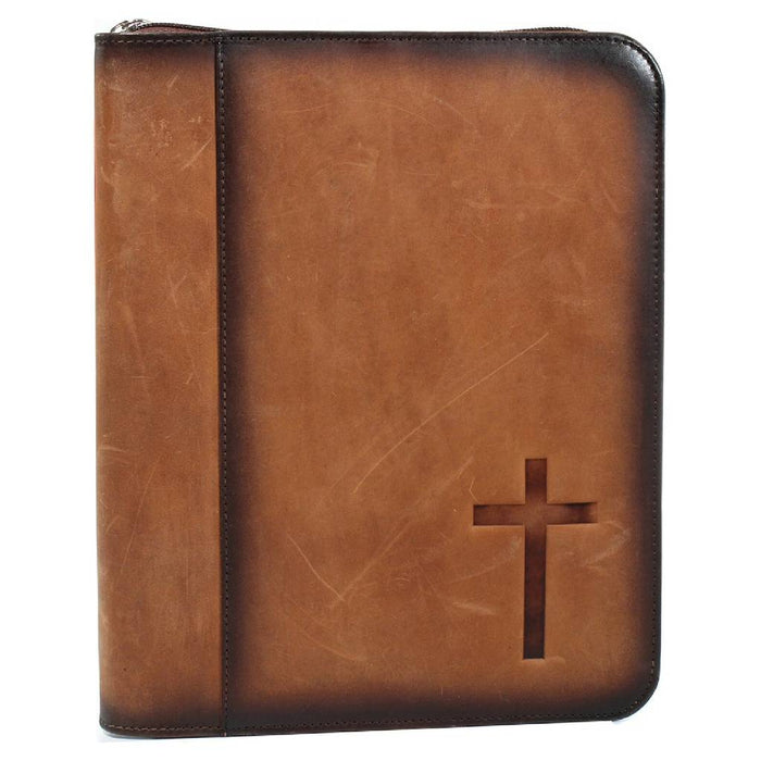 Nocona Stained Cross Zip Closure Bible Cover