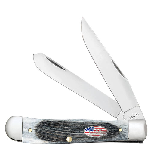 Case Trapper - Sawcut Jig Gray Bone - Star & Stripes Shield Knives W.R. Case