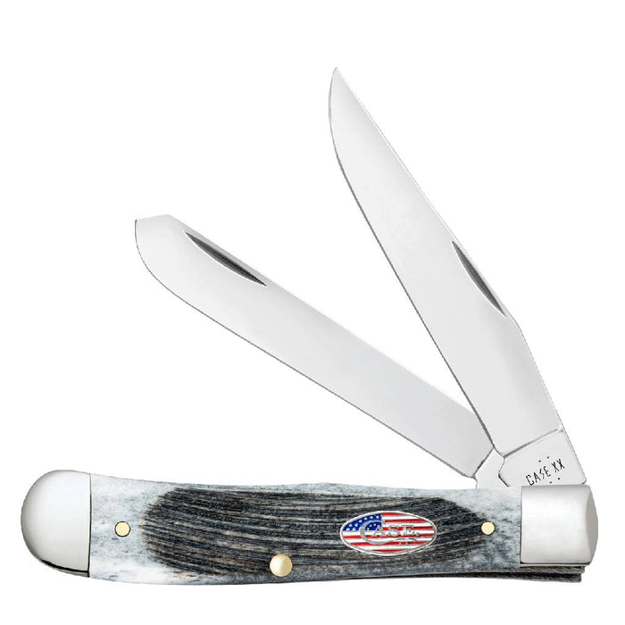 Case Trapper - Sawcut Jig Gray Bone - Star & Stripes Shield Knives W.R. Case