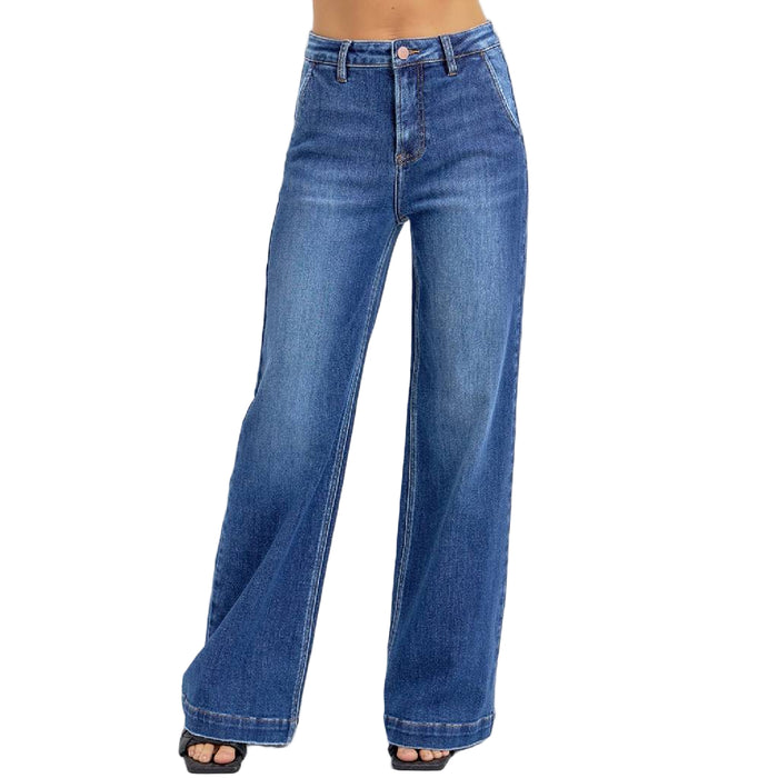Risen High Rise Wide Leg Slanted Pocket Jean