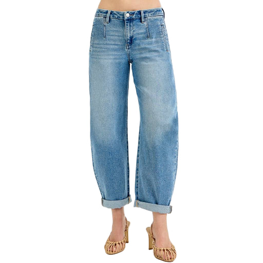Risen Mid Rise Barrel Roll Up Jean WOMEN - Clothing - Jeans Risen Jeans