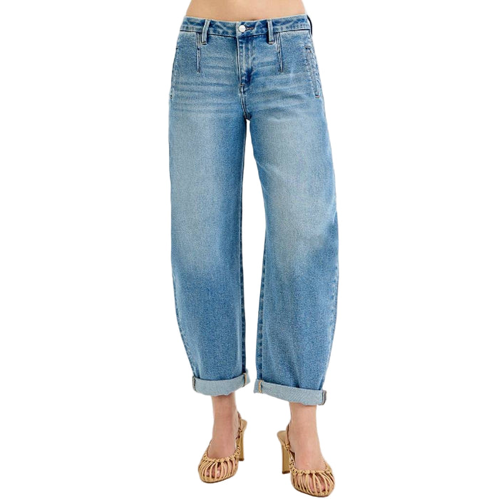 Risen Mid Rise Barrel Roll Up Jean WOMEN - Clothing - Jeans Risen Jeans