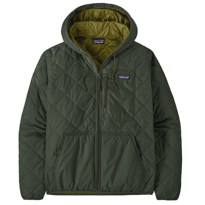 Patagonia Men's Diamond Quilted Bomber Hoodie - Old Growth Green MEN - Clothing - Outerwear - Jackets Patagonia