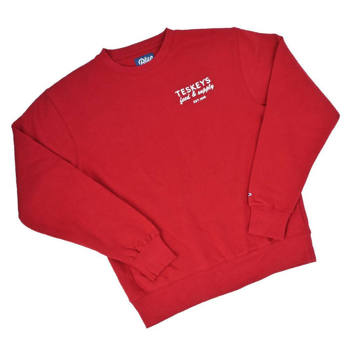 Teskey's Feed & Supply Crewneck Sweatshirt - Cardinal TESKEY'S GEAR - Sweatshirts Teskey's
