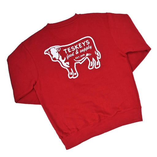 Teskey's Feed & Supply Crewneck Sweatshirt - Cardinal TESKEY'S GEAR - Sweatshirts Teskey's