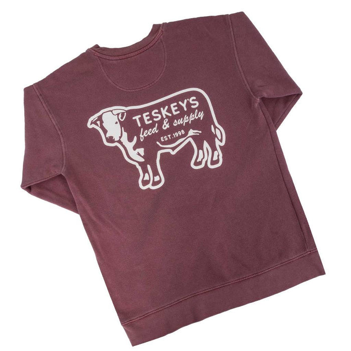 Teskey's Feed & Supply Crewneck Sweatshirt - Maroon TESKEY'S GEAR - Sweatshirts Teskey's