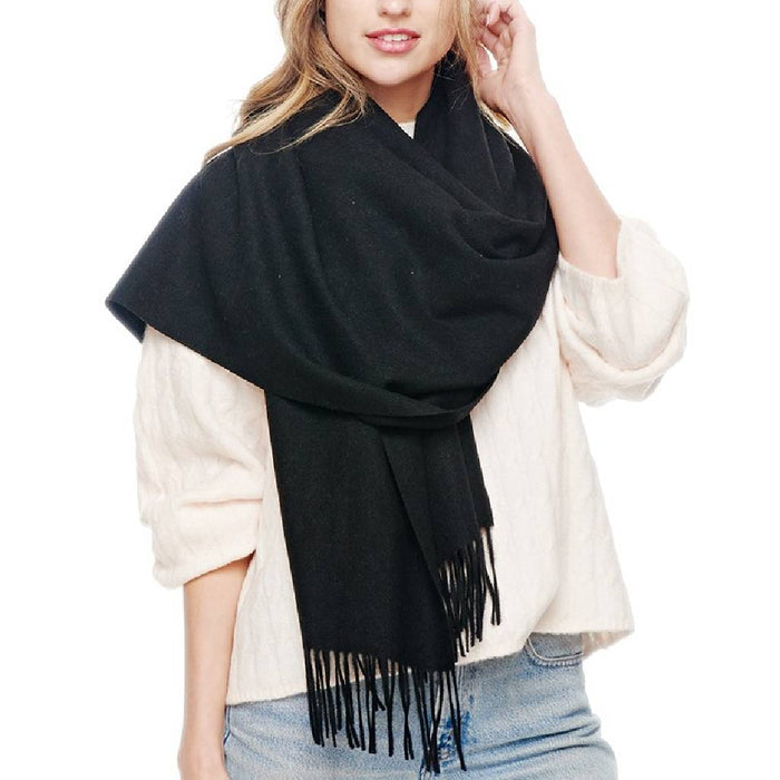 Cashmere Oblong Wrap - Black WOMEN - Accessories - Scarves & Wraps Rapti Fashions Inc.