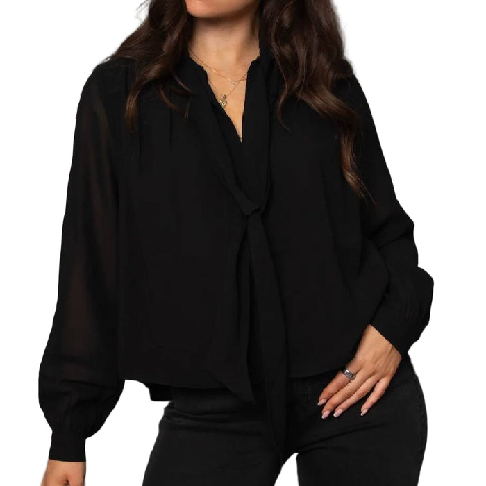 Rae Collar Tie Top WOMEN - Clothing - Tops - Long Sleeved RD International